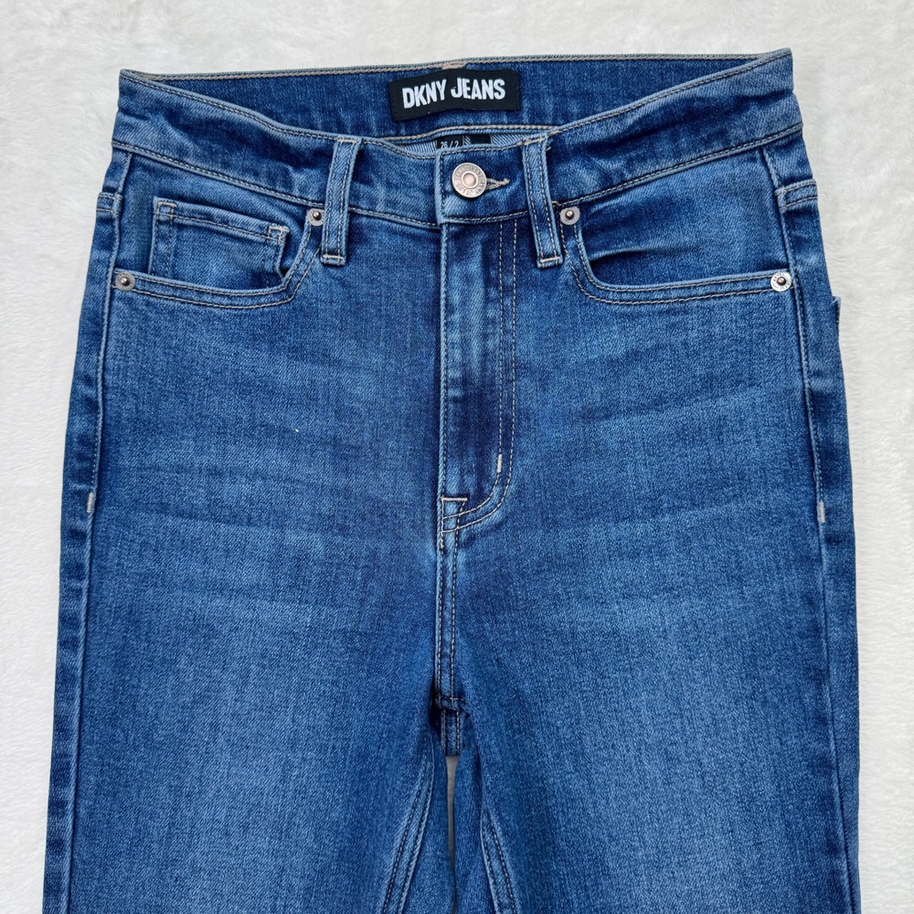 DKNY Jeans Womens 26 Blue High Rise Skinny Stretch Denim Dark Wash - Picture 2 of 12